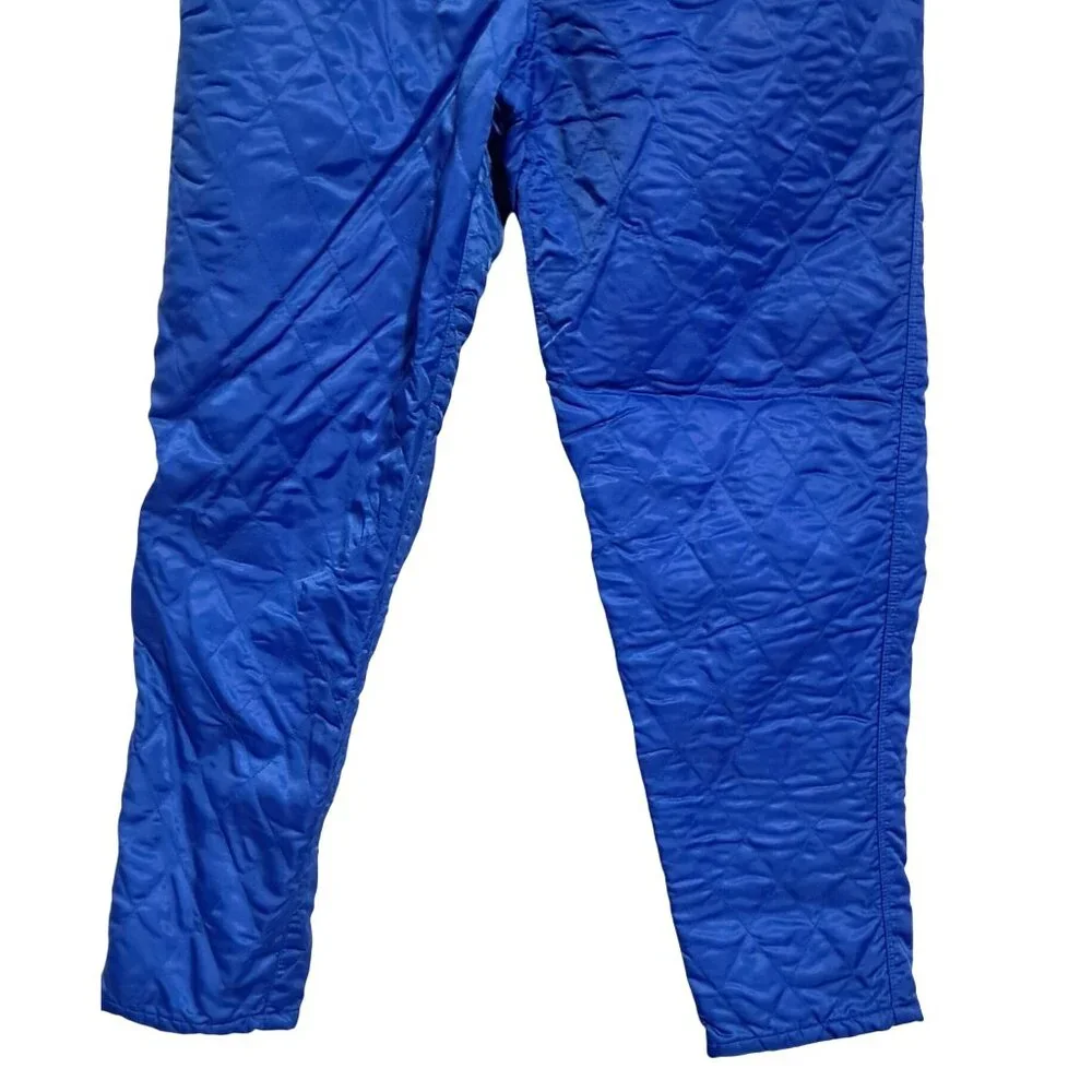 Vtg 80s Mellow Yellow Quilted Pants‎ Ski Snow Winter Womens T3 Blue - Picture 7 of 9